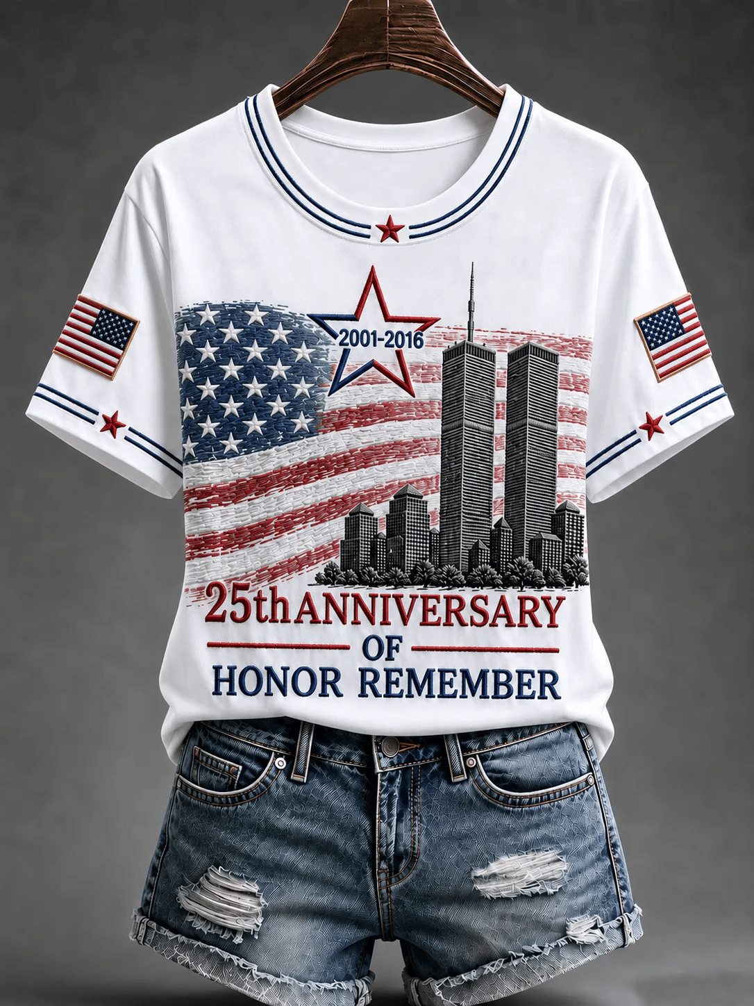Women's Retro 9.11 Never Forget Print T-shirt